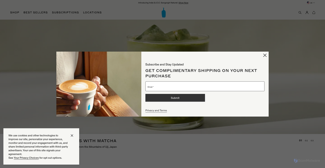Security scan screenshot of https://bluebottlecoffee.com