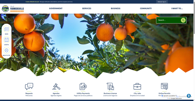 Security scan screenshot of https://www.cityoffarmersville-ca.gov/