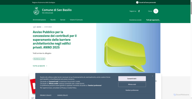 Security scan screenshot of https://comune.sanbasilio.su.it/