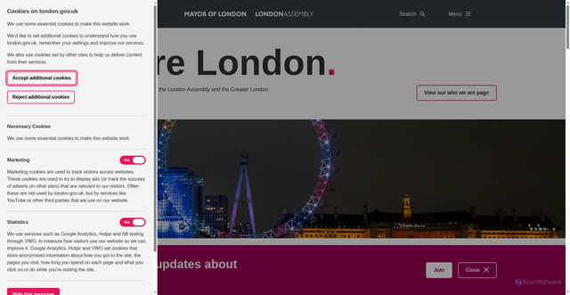 Security scan screenshot of http://www.london.gov.uk