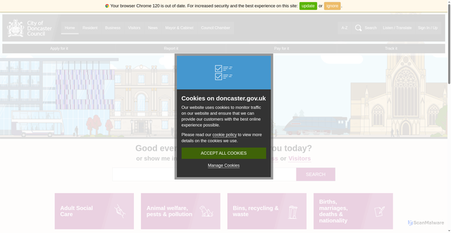 Security scan screenshot of https://www.doncaster.gov.uk/