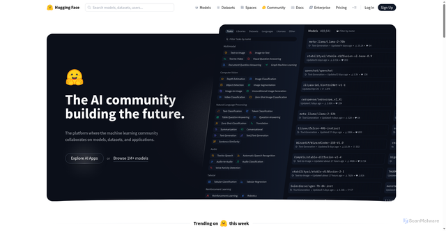 Security scan screenshot of https://huggingface.co/