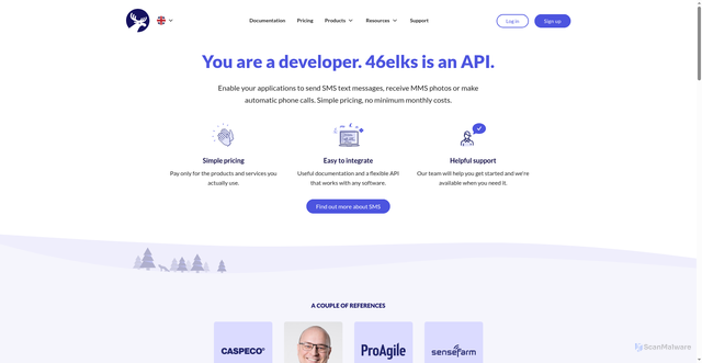 Security scan screenshot of https://46elks.com/