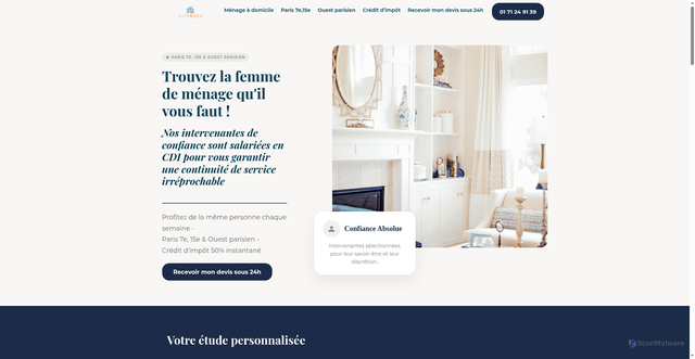 Security scan screenshot of https://www.menageparis7.fr/