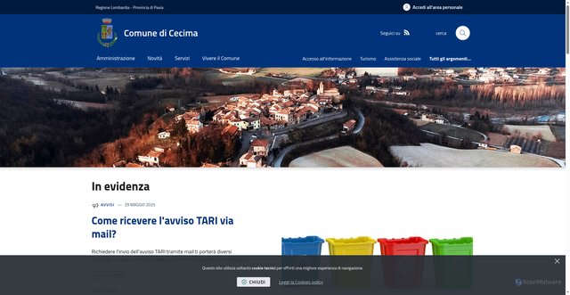 Security scan screenshot of www.comune.cecima.pv.it