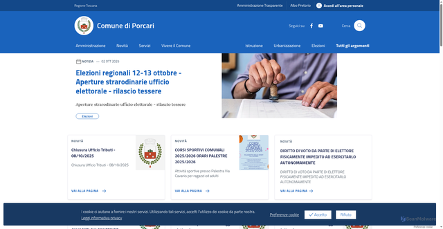Security scan screenshot of https://comune.porcari.lu.it/