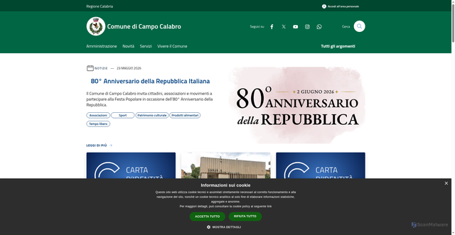 Security scan screenshot of https://www.comune.campocalabro.rc.it