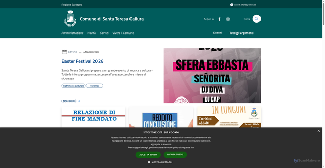 Security scan screenshot of https://www.comunesantateresagallura.it/it