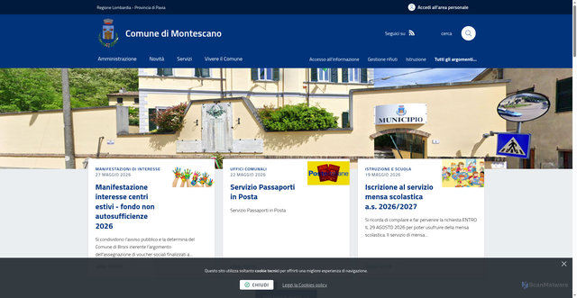 Security scan screenshot of https://WWW.COMUNE.MONTESCANO.PV.IT