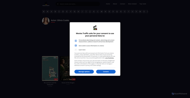 Security scan screenshot of https://moviestraffic.com/cast/olivia-cooke/