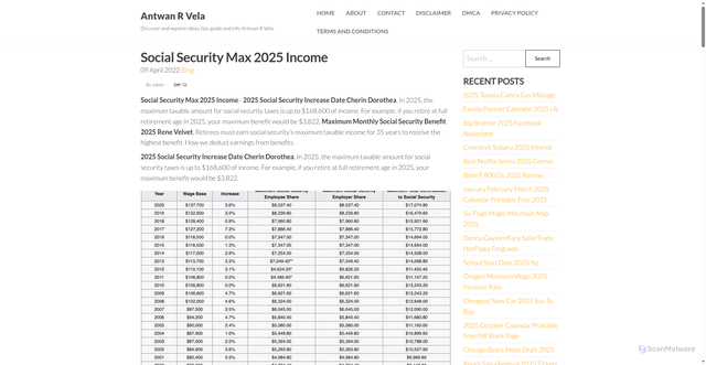 Security scan screenshot of https://antwanrvelas.pages.dev/rhimk-social-security-max-2025-income-zcnos/