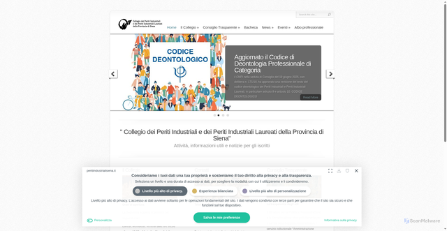 Security scan screenshot of https://www.peritiindustrialisiena.it/