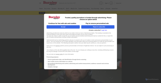 Security scan screenshot of https://www.burnleyexpress.net/sport/football/burnley-player-ratings-vs-newcastle-united-as-710s-dished-out-after-battling-10-man-display-5432440