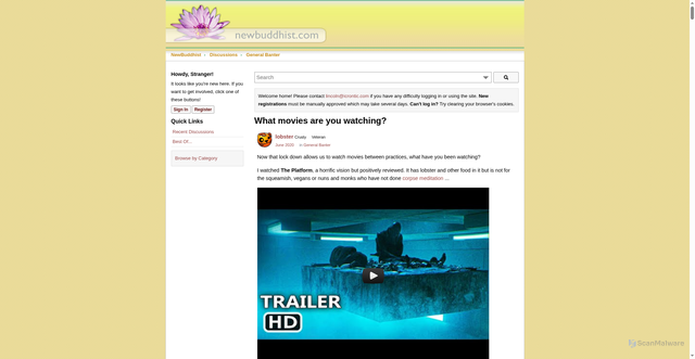 Security scan screenshot of https://newbuddhist.com/discussion/26593/what-movies-are-you-watching