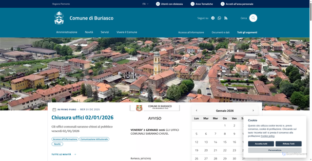 Security scan screenshot of https://comune.buriasco.to.it/