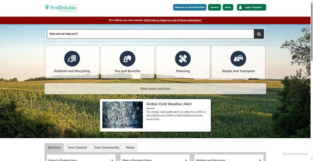 Security scan screenshot of https://westberks.gov.uk