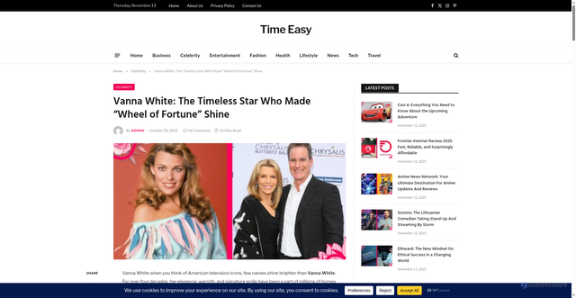 Security scan screenshot of https://timeeasy.co.uk/vanna-white/