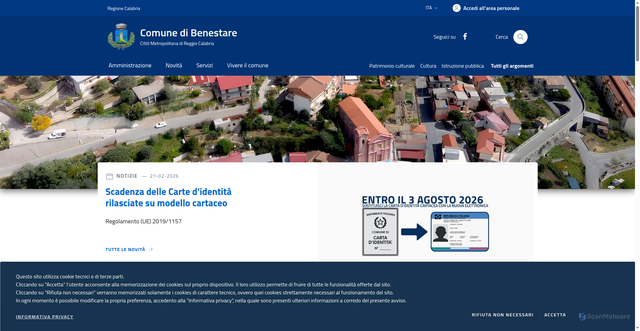 Security scan screenshot of https://www.comune.benestare.rc.it