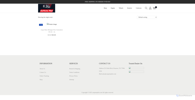 Security scan screenshot of https://www.carpartspilot.com/collections/vehicle-motor-oil/