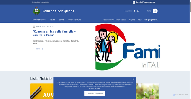 Security scan screenshot of https://comune.sanquirino.pn.it/
