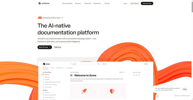 Security scan screenshot of https://gitbook.com