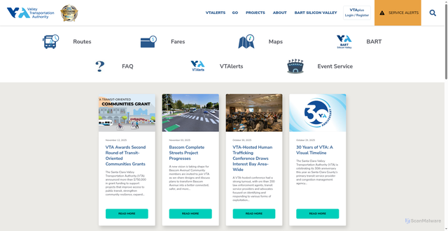 Security scan screenshot of https://www.vta.gov/