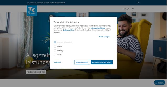 Security scan screenshot of https://www.tk.de/techniker
