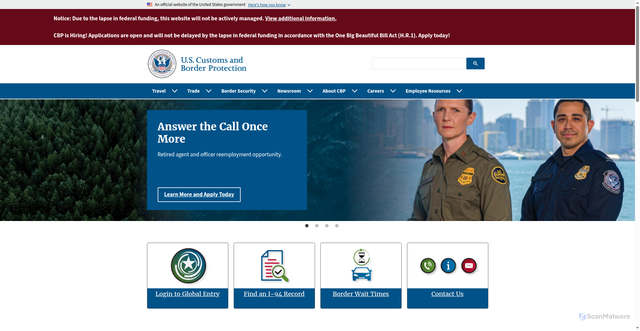Security scan screenshot of https://cbp.gov/
