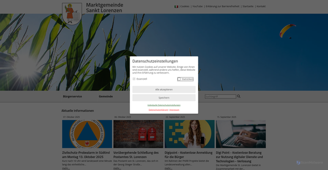 Security scan screenshot of https://www.comune.sanlorenzodisebato.bz.it/de