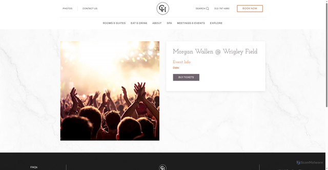 Security scan screenshot of https://www.claridgehousechicago.com/events-calendar/morgan-wallen/