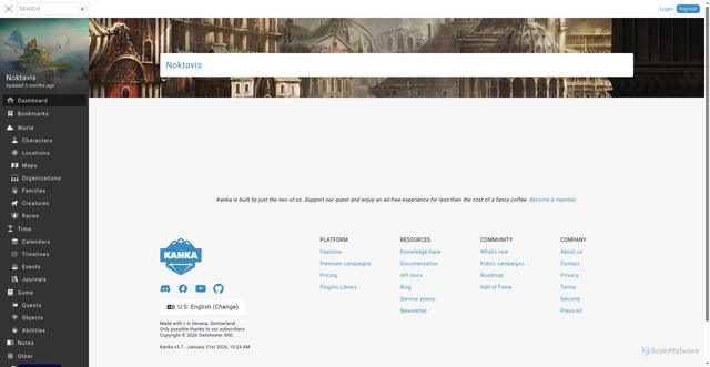 Security scan screenshot of https://app.kanka.io/w/23579