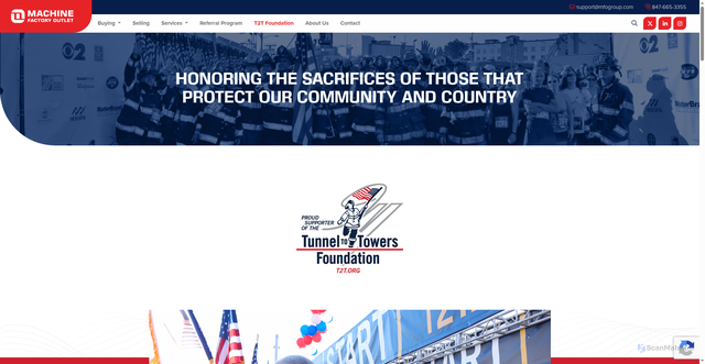 Security scan screenshot of https://machinefactoryoutlet.com/tunnels-to-towers-foundation/