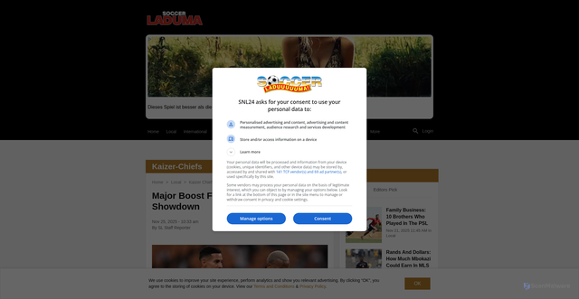 Security scan screenshot of https://www.soccerladuma.co.za/local/kaizer-chiefs/kaizer-chiefs-boosted-by-gaston-sirino-return-ahead-of-crucial-caf-confederation-cup-clash-with-zama