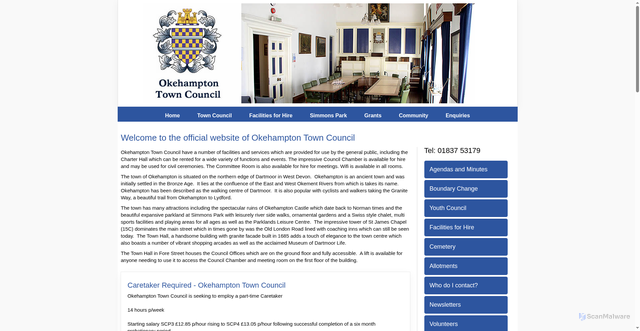 Security scan screenshot of http://www.okehampton.gov.uk