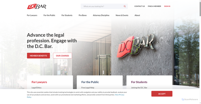 Security scan screenshot of https://www.dcbar.org/