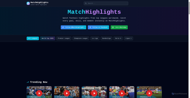 Security scan screenshot of https://matchhighlights.live/