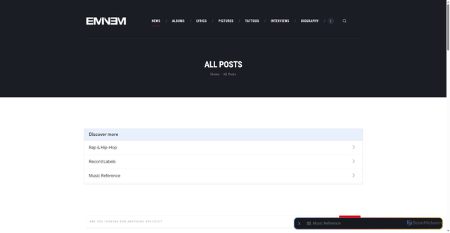Security scan screenshot of https://www.eminem.net/news/