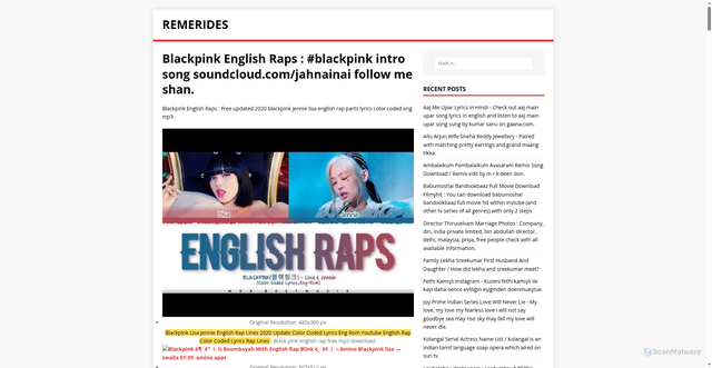 Security scan screenshot of https://sedireme.pages.dev/posts/blackpink-english-raps