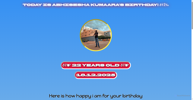 Security scan screenshot of https://abhiseshabirthday-sqhtnvg7t5.edgeone.app/