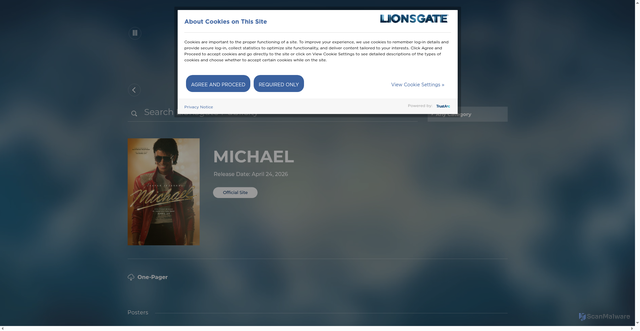 Security scan screenshot of https://www.lionsgatepublicity.com/theatrical/michael