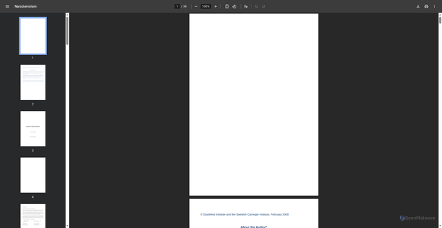 Security scan screenshot of https://www.files.ethz.ch/isn/90550/2008-02-20_Narcoterrorism.pdf