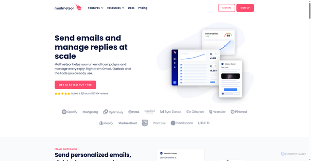 Security scan screenshot of https://mailmeteor.com