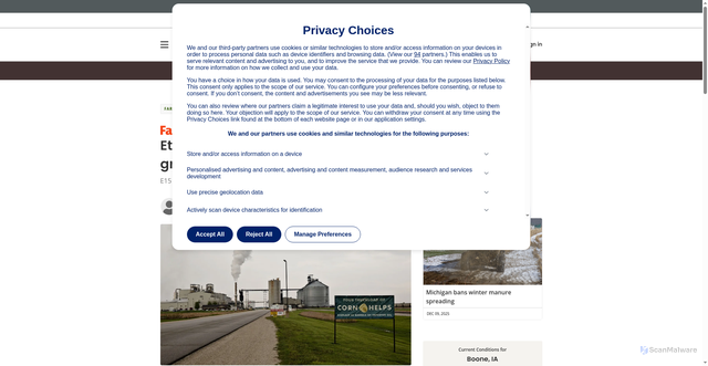 Security scan screenshot of https://www.farmprogress.com/farm-business/ethanolpushseesbigdelayaftere15setbacktradegroupsays