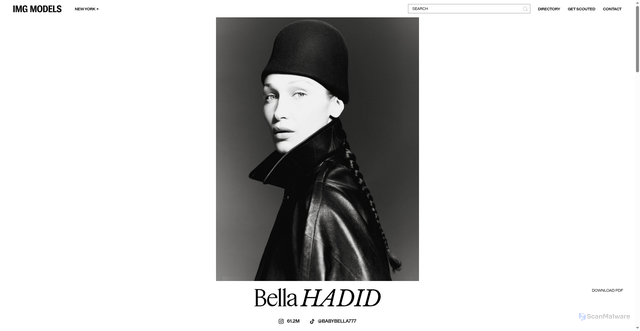 Security scan screenshot of https://imgmodels.com/directory/new-york/bella-hadid/