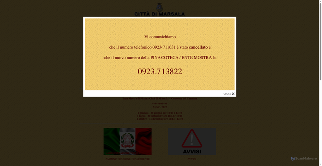 Security scan screenshot of https://www.pinacotecamarsala.it