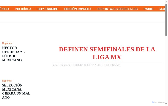 Security scan screenshot of https://solyucatan.mx/definen-semifinales-de-la-liga-mx/