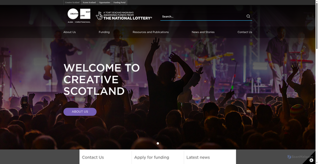 Security scan screenshot of https://www.creativescotland.com/