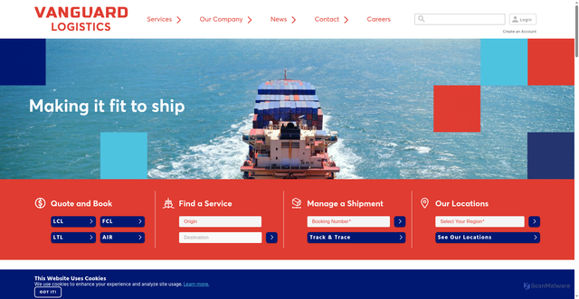Security scan screenshot of https://www.vanguardlogistics.com/