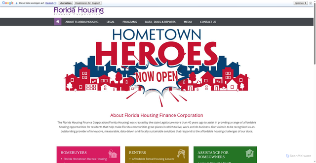 Security scan screenshot of https://www.floridahousing.org/