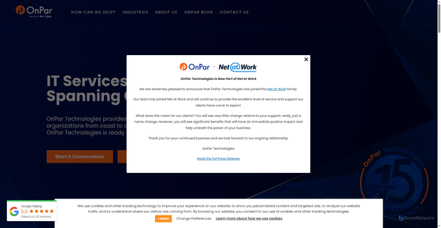 Security scan screenshot of https://onpartech.com